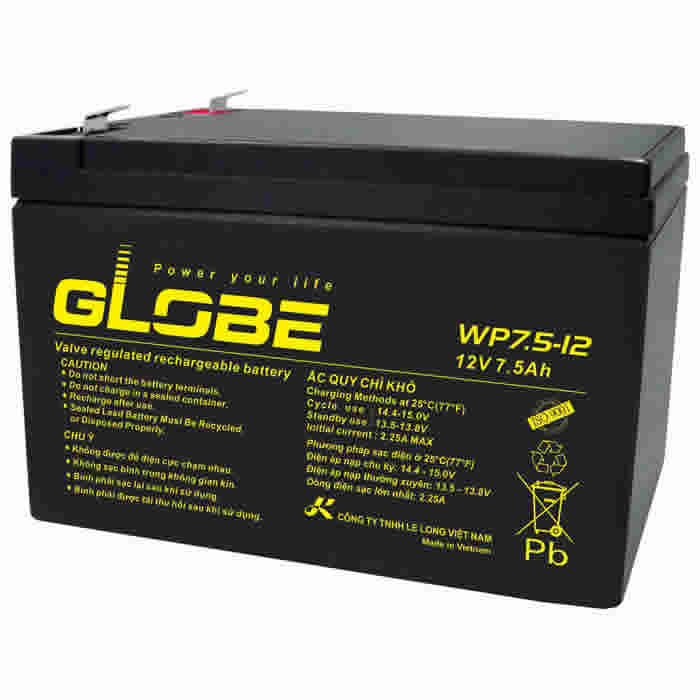 Bình ắc quy Globe WP7.5-12 (12v-7.5ah)