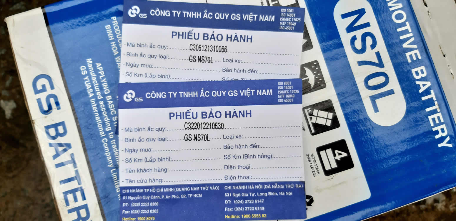 Bình ắc quy GS NS70L (12v-65ah)