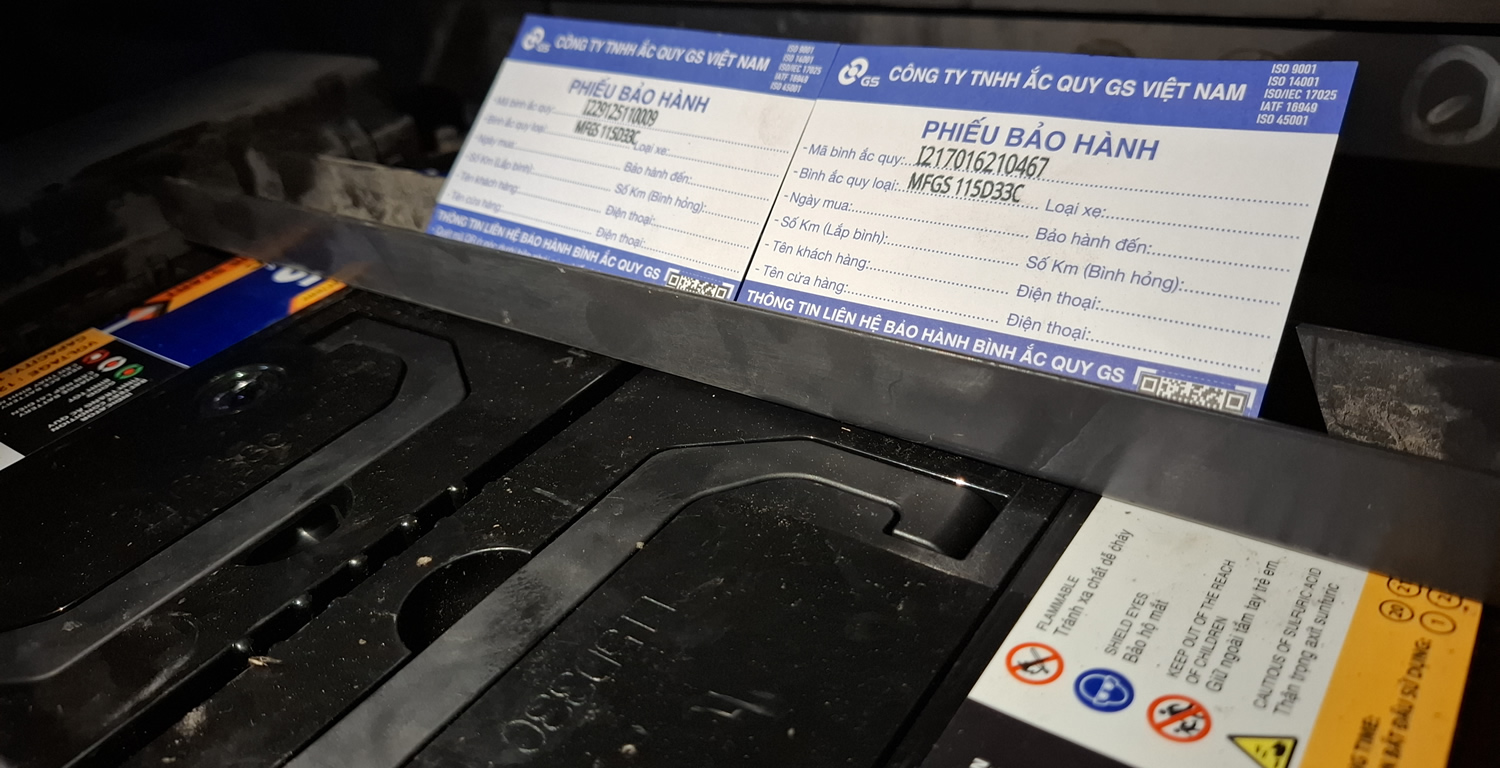 Thay bình ắc quy GS MF 115D33C (12v-100ah) tại Cần Thơ