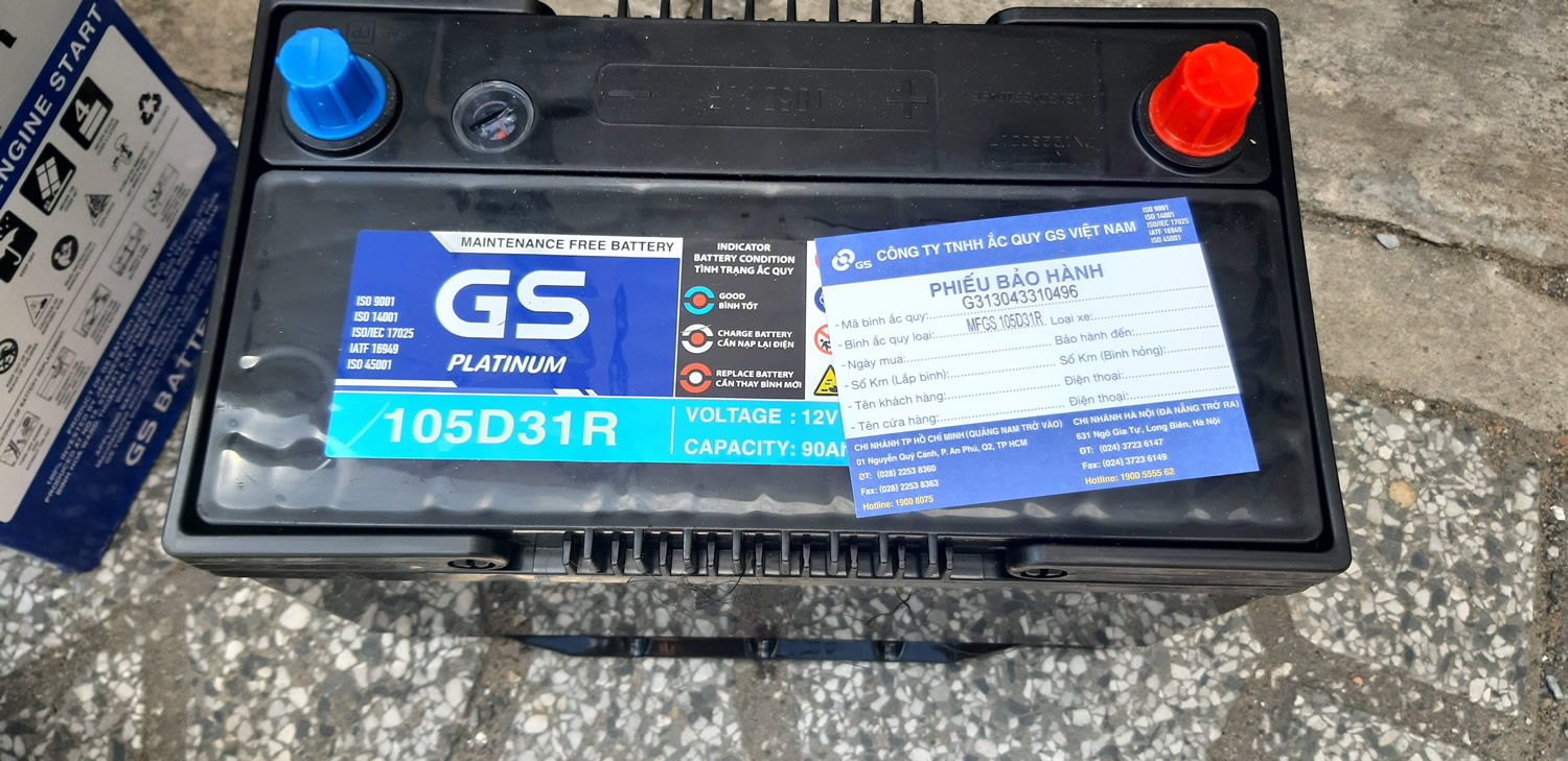 ắc quy gs mf 105D31r 12v-90ah chính hãng tại cần thơ
